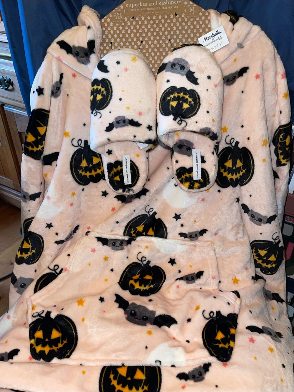 Cupcakes & Cashmere Women’s Pink Halloween Plush Hoodie with Matching Slippers